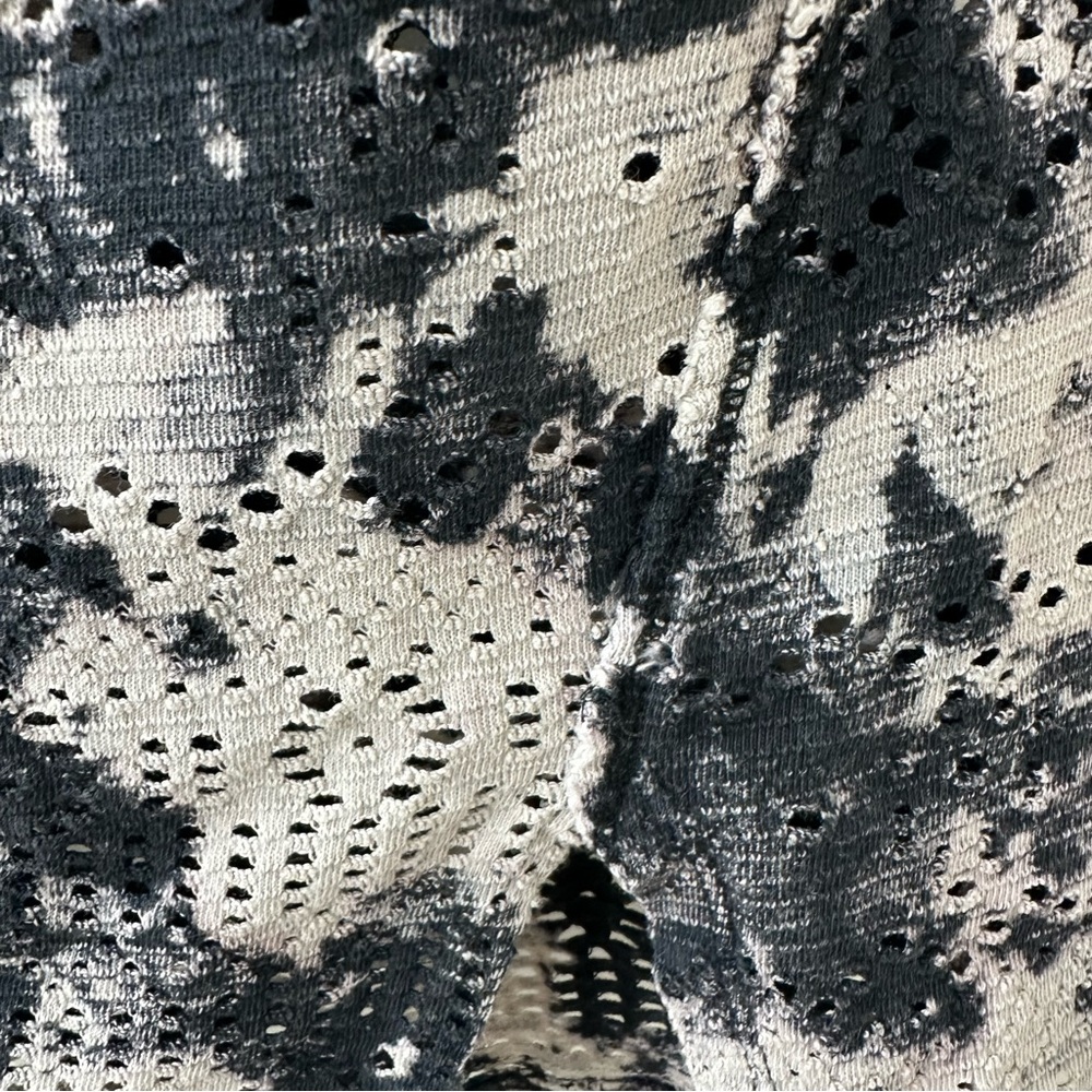 We The Free Black & White Knit Short Sleeve Eyelet Top with Buttons, Size S - Picture 3 of 7